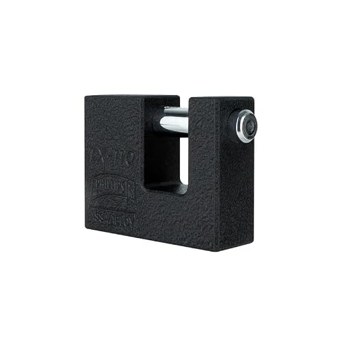 Phillips Candado de Hierro TX-110 de Extra Seguridad, Candado Tipo Cortina de Alta Resistencia con Llave Tetra y 16 Pernos, Diseño Anti-Palanca para Zaguanes y Puertas Industriales