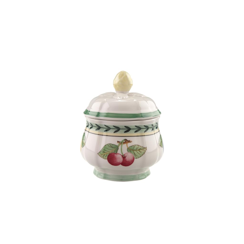 Villeroy & Boch French Garden Fleurence Azúcar cubierto, 7.5 onzas, porcelana premium, blanco/multicolor
