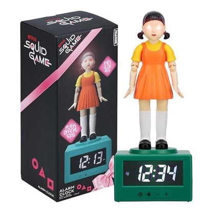 Paladone Reloj Despertador Muñeca Squid Game – Luz con Licencia Oficial De Netflix, Accesorios Y Decoración para Dormitorio Infantil
