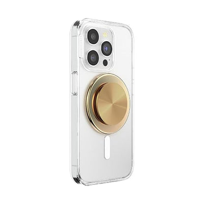 PopSockets - Empuñadura para teléfono MagSafe con Soporte, Soporte magnético, Parte Superior Intercambiable, sujeción Segura para iPhone MagSafe, teléfono y Tablet, Soporte Radial de Aluminio Dorado