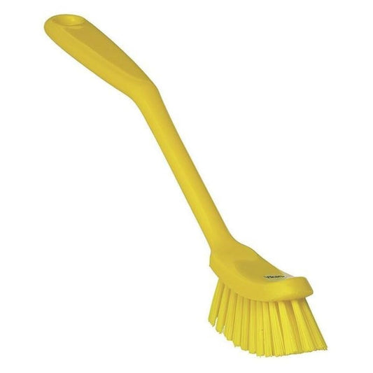 Vikan 42876 Coarse/Fine Sweep Dish Brush, Polypropylene, Polyester Bristle, 11", Yellow