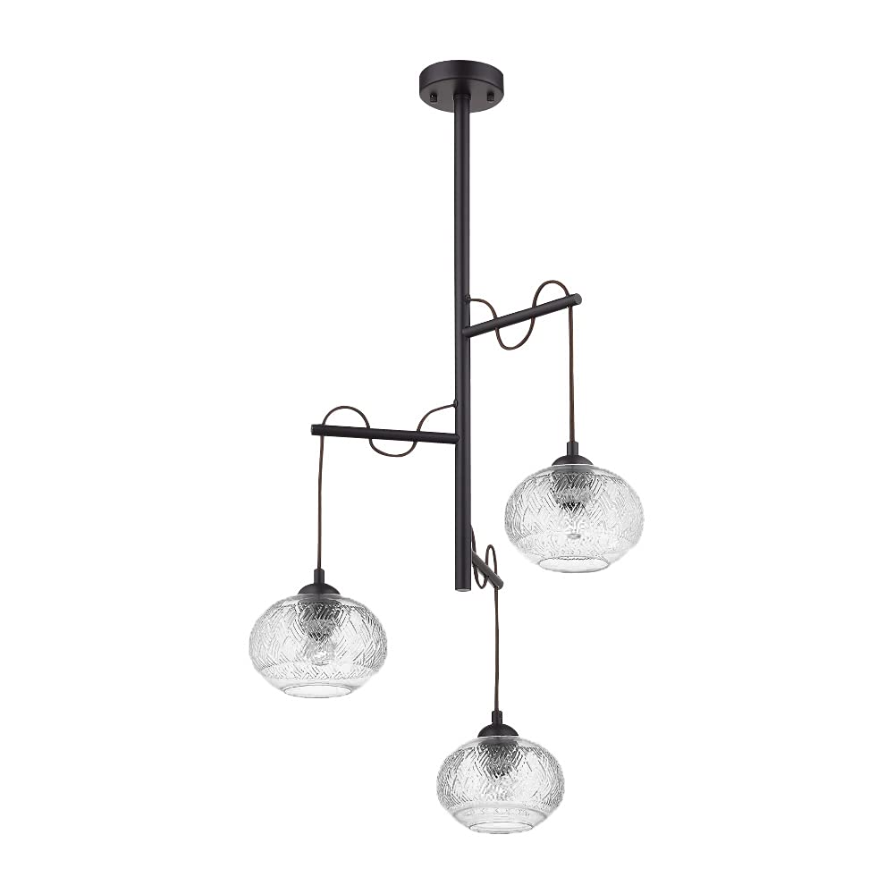 Tecnolite Lampara Colgante Aluminio Negro/Cristal 25.5W 100V 180CTL8403MVCT, Grande