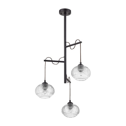 Tecnolite Lampara Colgante Aluminio Negro/Cristal 25.5W 100V 180CTL8403MVCT, Grande