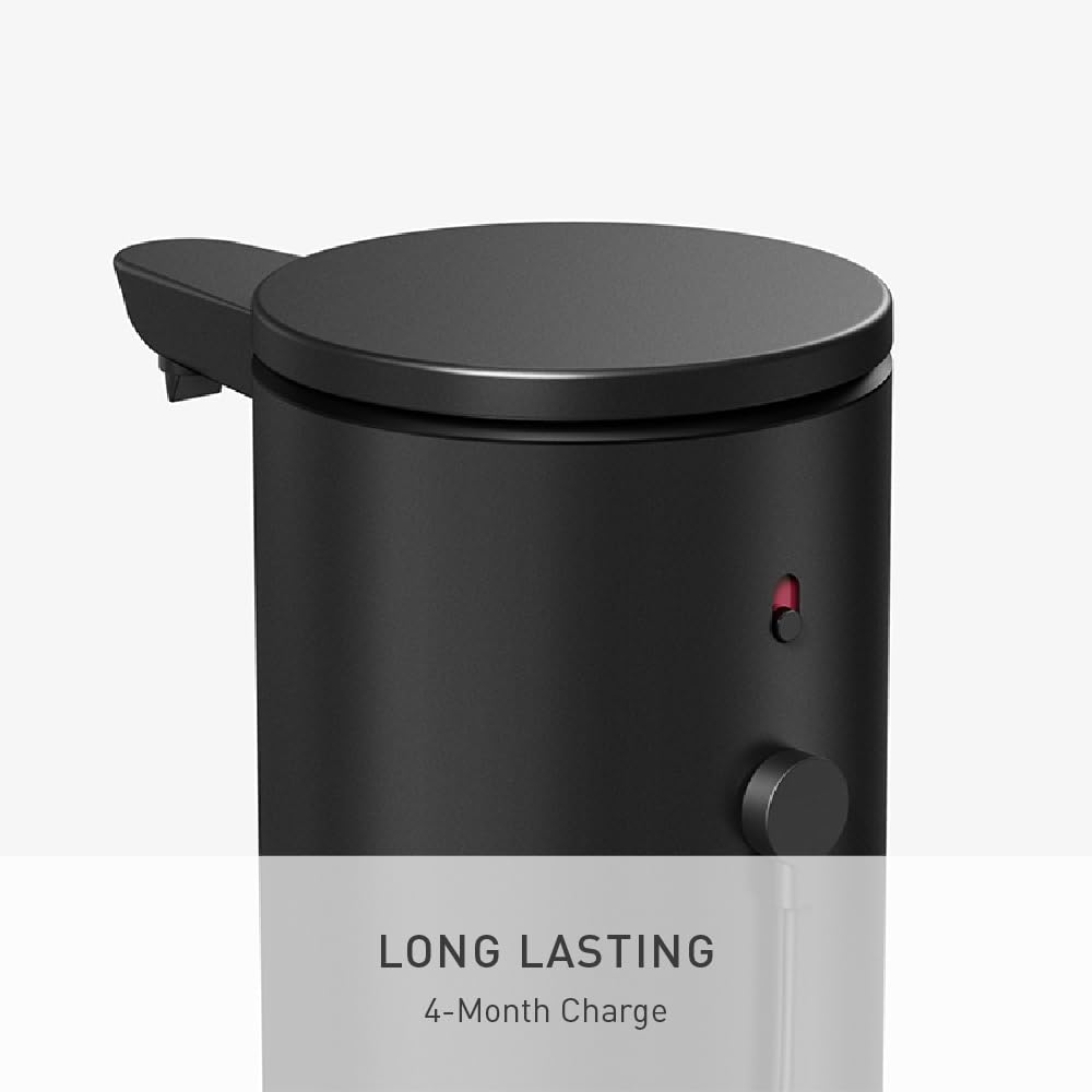 simplehuman Bomba de Sensor de líquido, 9 onzas con Caddy, dispensador automático de jabón para Cocina y baño, Sensor de Movimiento sin Contacto, dispensador Variable, Recargable, Acero Inoxidable