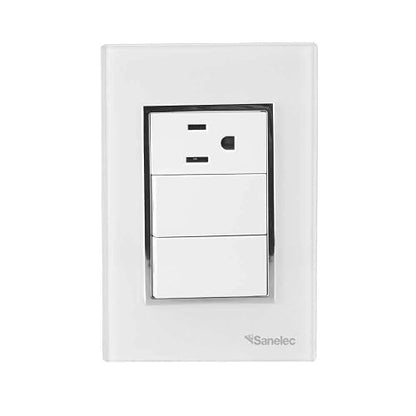 SANELEC 4476 Placa con Contacto y Doble Apagador Venecia
