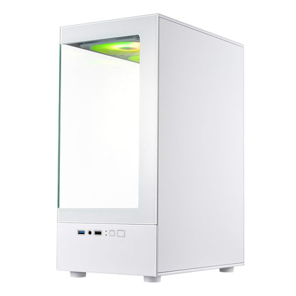 Gabinete Xzeal X-Zynergy M-ATX/ITX 1xUSB1.0 + 1x USB3.0 + 3.5 mm + 3 Fans RGB Blanco