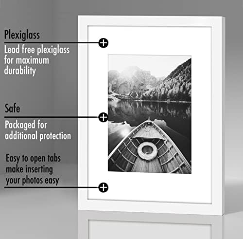 Americanflat - Marco de fotos de 9 x 12 pulgadas con plexiglás pulido, juego de 5 unidades, uso como marco de 6 x 8 pulgadas con alfombrilla o visualización de 9 x 12 pulgadas sin tapete – Colección