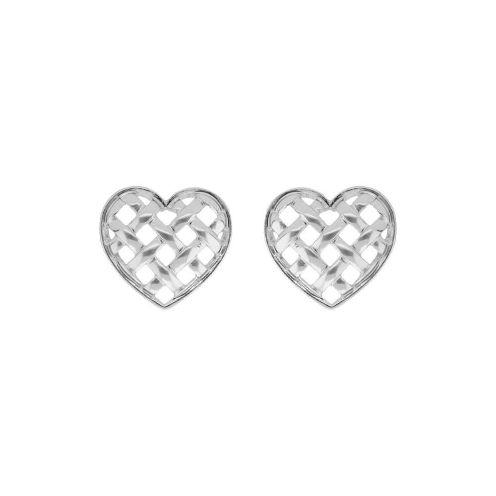 Napier Aretes Bitono Corazón para Mujer | Forma corazón, cierre poste, aleación de metales, baño bitono, 1 par