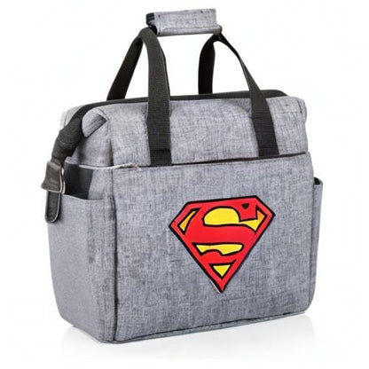 PICNIC TIME DC Comics Superman On The Go - Bolsa de almuerzo suave con enfriador, bolsa de almuerzo aislada (gris jaspeado)