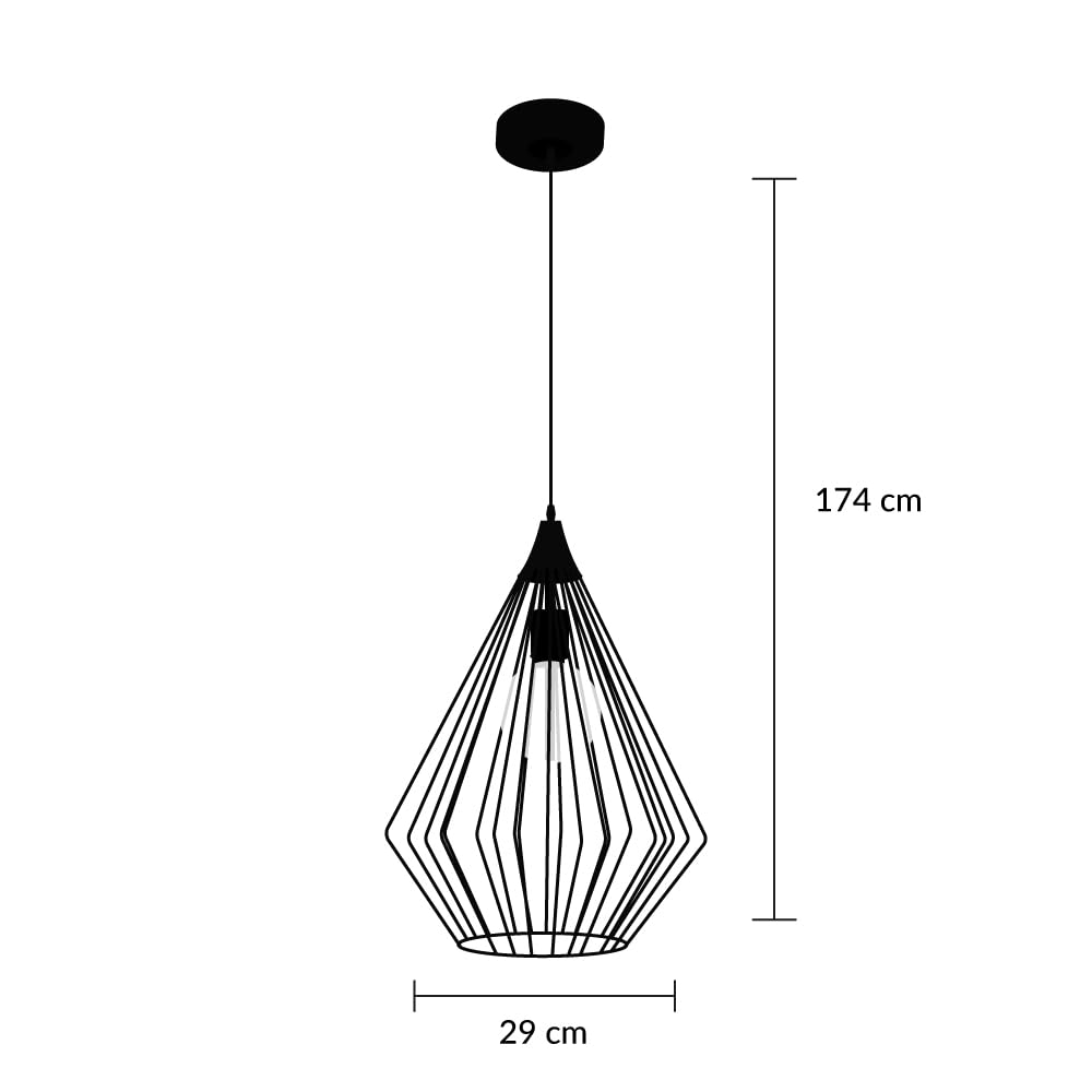Mil Luces CLT-989/001 Araña-II Lámpara de Suspender en Techo,27 x 27 x 9 cm, Color Negro, Estilo Vintage