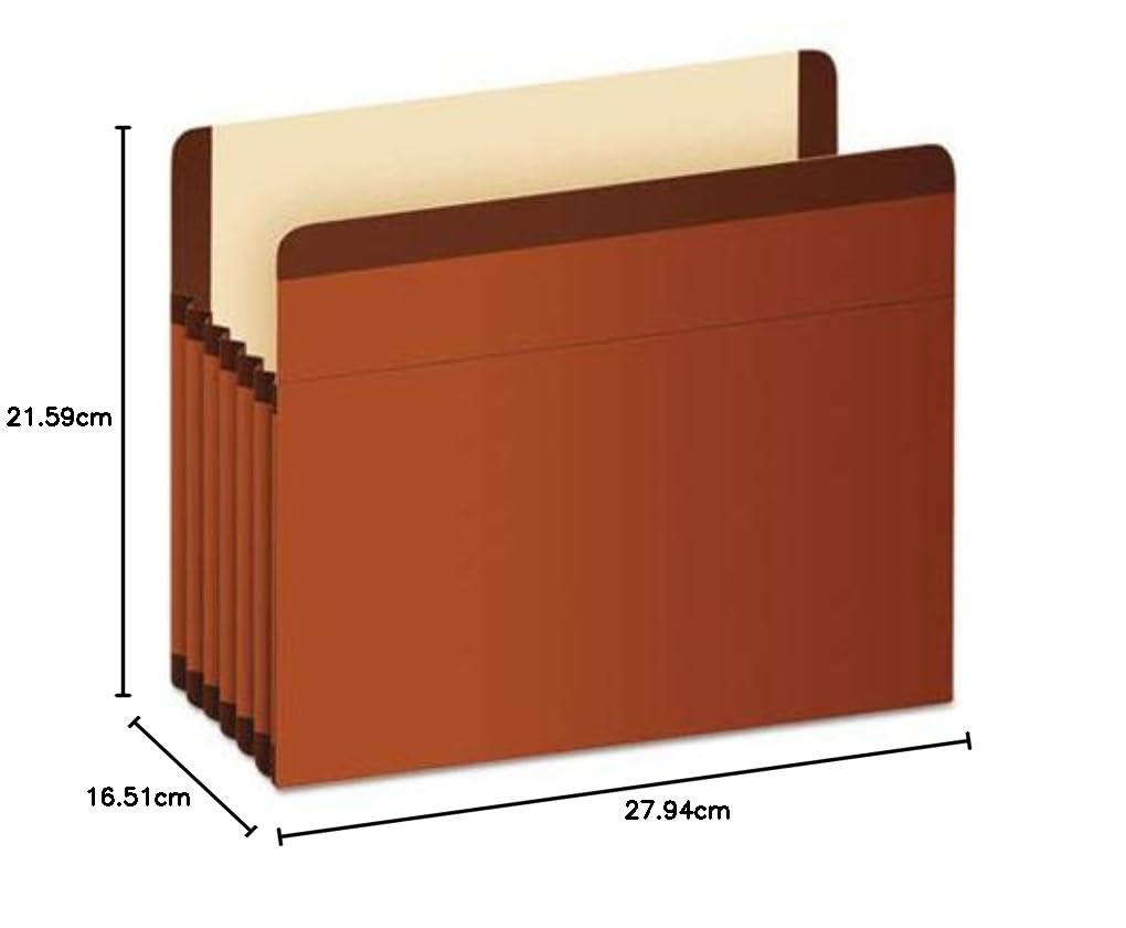 Pendaflex Bolsillos expansibles para archivos, tamaño carta, expansión de 5.25 pulgadas, reforzado con material DuPont™ Tyvek®, tamaño carta, rojo, 10 por caja (1534G-OX)