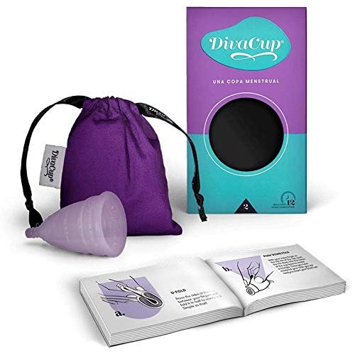 DivaCup Copa Menstrual Reutilizable Modelo 2, Pack de 1 – 100% Silicona Médica, Hasta 12 Horas de Protección, Sin BPA ni Látex, Ecológica y Cómoda para Uso Diario