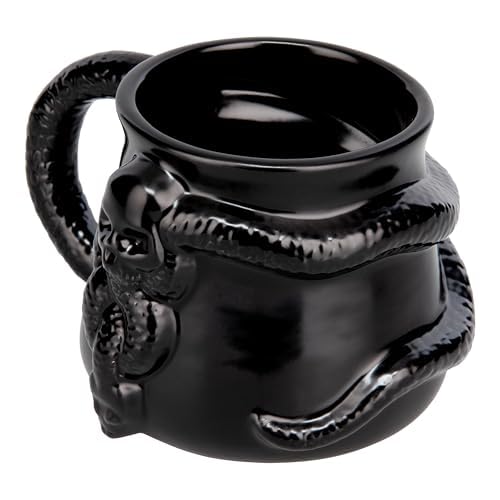 Paladone Taza de café de cerámica negra de Harry Potter con marca oscura Nagini, con licencia oficial de 400 ml, diseño de Muerto, Wizarding World Merchandise, regalo para adultos y Potterheads