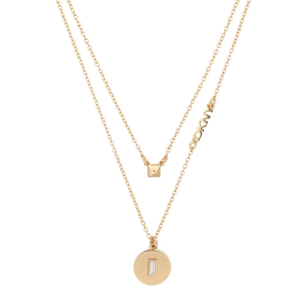 DKNY Collar y Aretes Dorado Circular Para Mujer