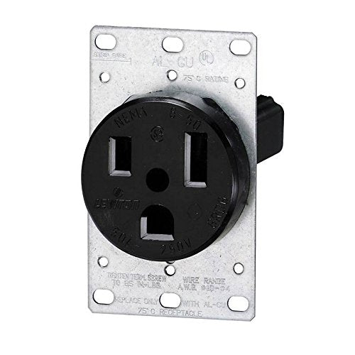 Leviton 05374-S00, Contato sencillo de entrada recta, Grado Industrial, Conexión a tierra, Cableado lateral, 50 A, 250 V