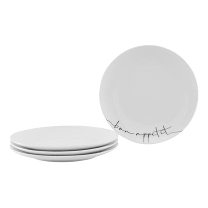 Le Bonne Table by Crown Baccara - Juego de 4 Platos para Ensalada, Postre de Porcelana