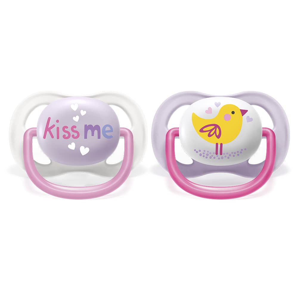 Philips Avent Chupón Ultra Air Ortodóntico Decorado | Permite que la piel respire | 98% de aceptación |Orificios extra grandes | Caja Esterilizadora | 0-6 m | 2 pz | SCF080/20