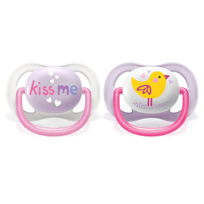 Philips Avent Chupón Ultra Air Ortodóntico Decorado | Permite que la piel respire | 98% de aceptación |Orificios extra grandes | Caja Esterilizadora | 0-6 m | 2 pz | SCF080/20