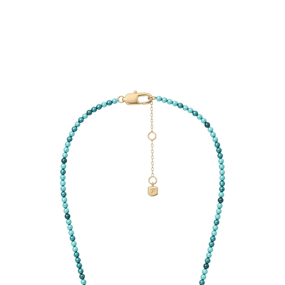 Collar Sutton By The Sea de Fossil para mujer con conchas de cuentas acrílicas en tono azul turquesa, JA7318710