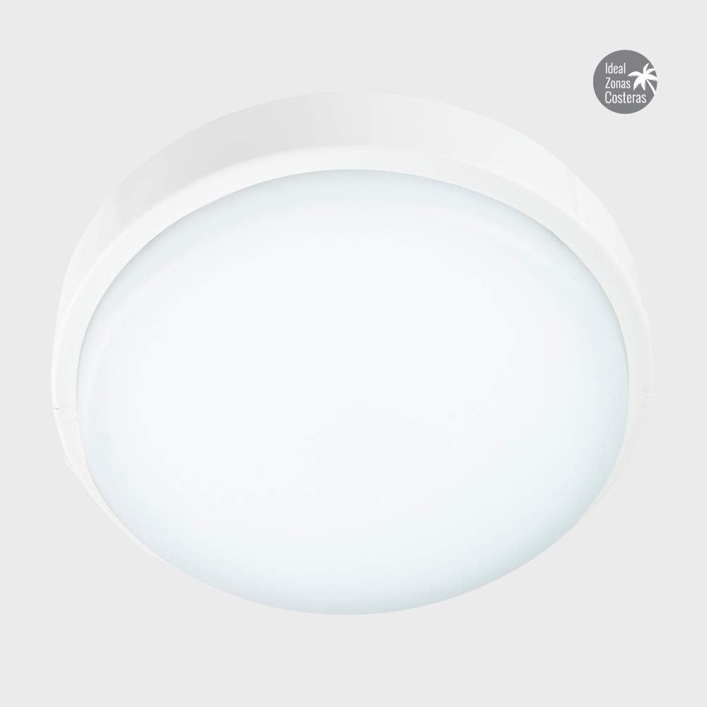 Tecnolite Lámpara Plafón LED de Techo Zona Costera 18PTLLEDC65MVB, 18 W, Luz de Día, IP65, IK08, No Atenuable, Blanco
