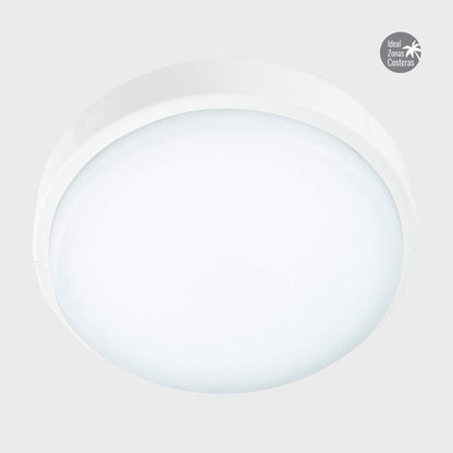 Tecnolite Lámpara Plafón LED de Techo Zona Costera 18PTLLEDC65MVB, 18 W, Luz de Día, IP65, IK08, No Atenuable, Blanco