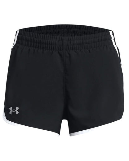 Under Armour Fly-By Shorts para Niña - (001) Negro - Blanco - Reflectante - XS