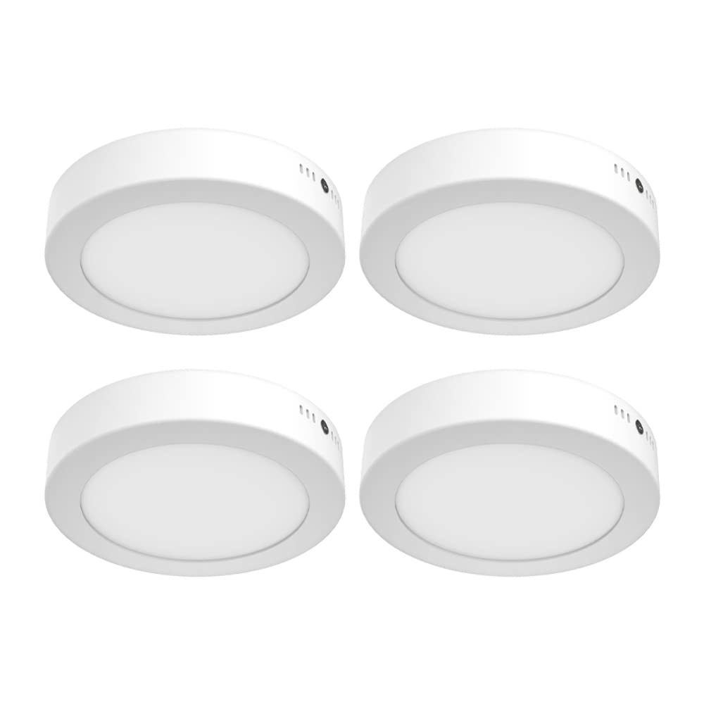 Tecnolite - Paquete de 4 Lámparas de Techo Plafón LED 12 W, Luz Cálida Brillante No Atenuable, LED integrado, Iluminación Interiores, Sobreponer en Techo