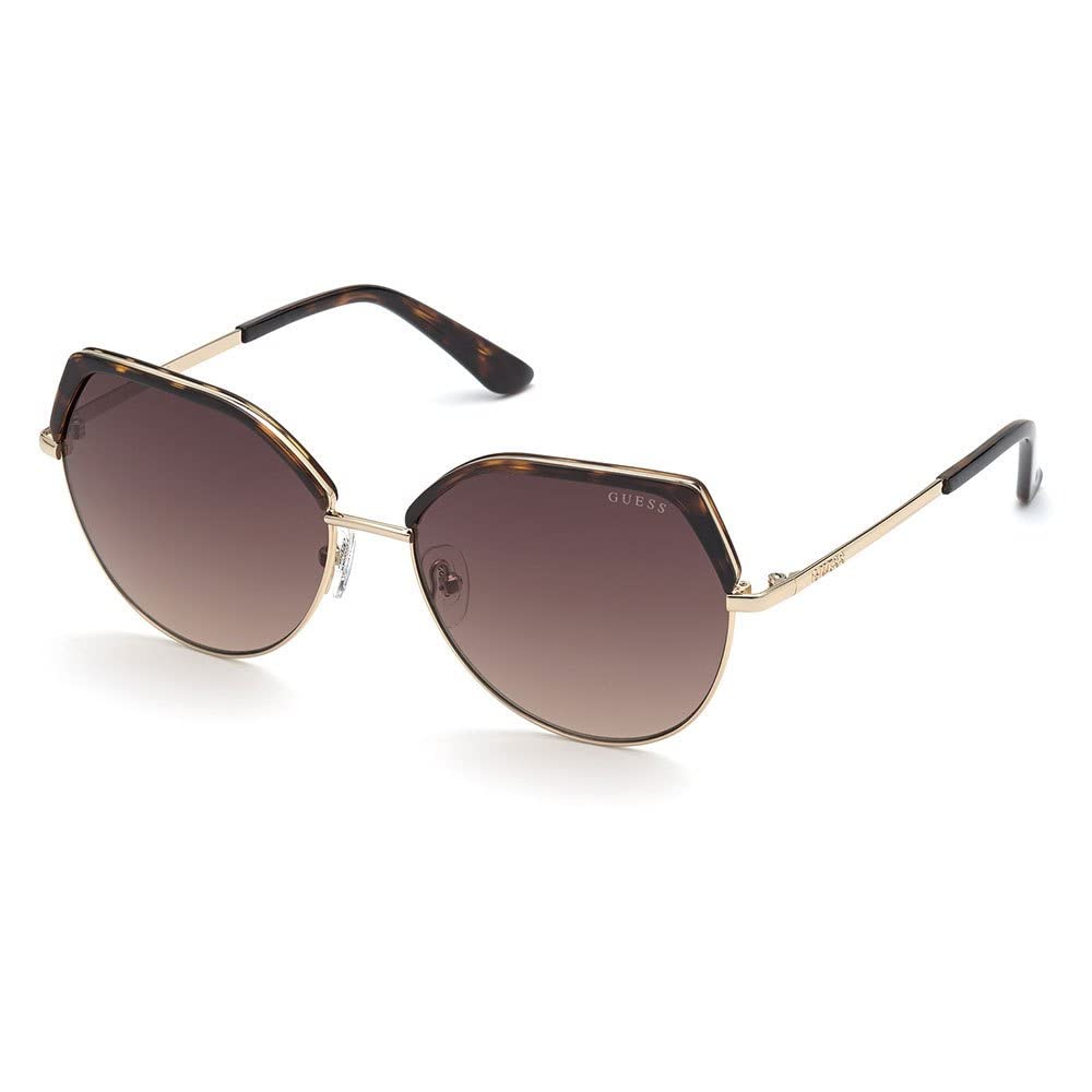Guess Lentes de Sol GU7736 para Mujer, Color Habana Oscura con Armazón Metálico y Micas Humo Degradado con Protección UV Nivel 3