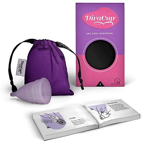 DivaCup Copa Menstrual Reutilizable Modelo 1 – 100% Silicona Médica, Hasta 12 Horas de Protección, Sin BPA ni Látex, Ecológica y Cómoda para Uso Diario