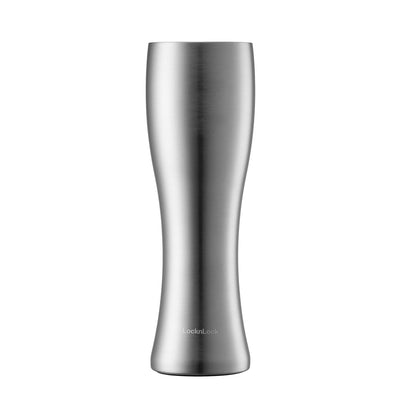 LocknLock - Vaso de cerveza de acero inoxidable con aislamiento de doble pared, 560 ml, color plateado