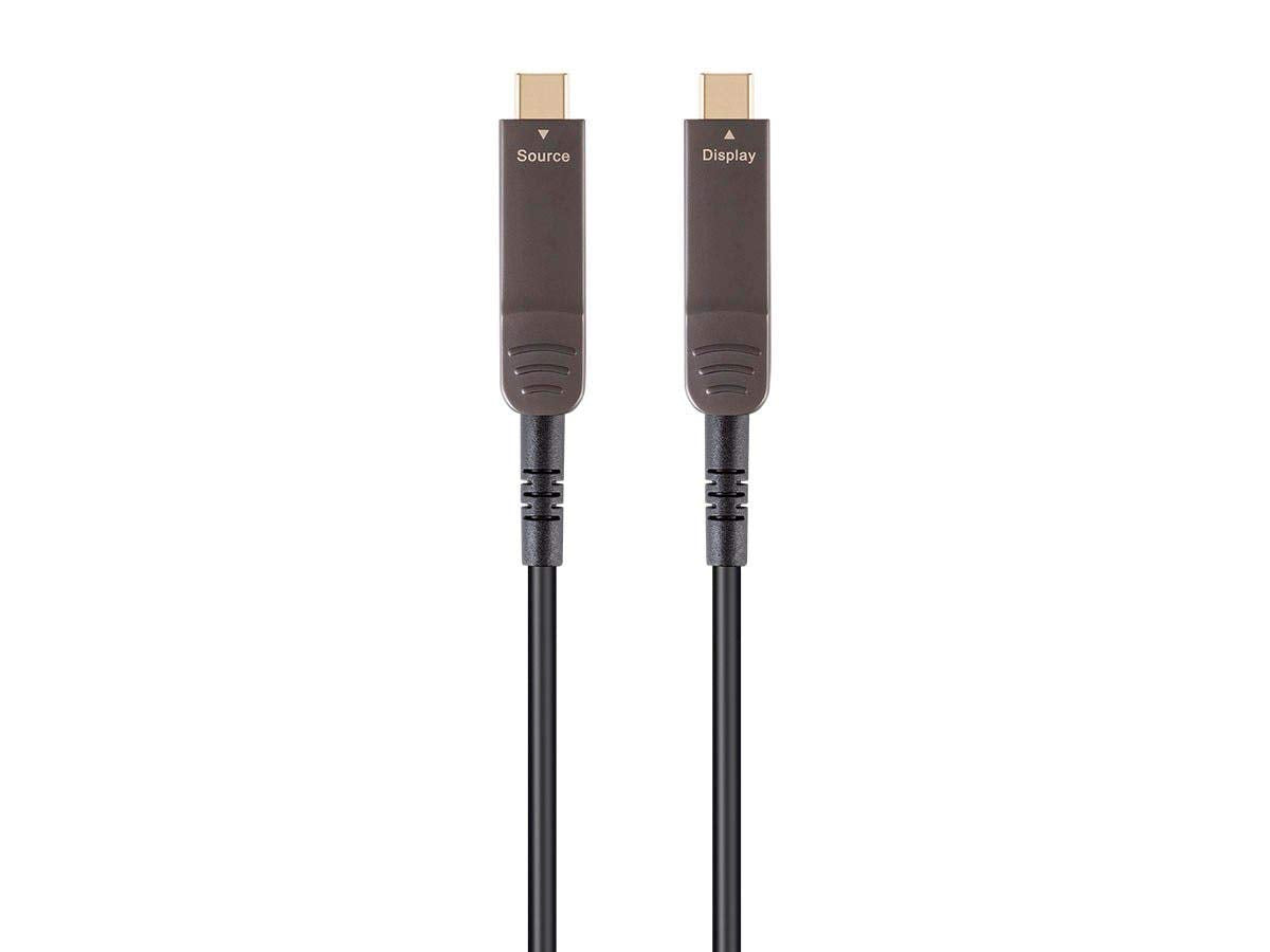 Monoprice USB 3.1 Type-C to Type-C Video Cable - 100 Feet - Black | 4K@60Hz, Fiber Optic, AOC, Transmits Up To 100 Feet, Gold Plated Connectors - SlimRun AV Series