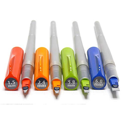 Pilot Set de 4 Parallel Pen de diferentes puntas más caja de 12 cartuchos de tinta de colores de repuesto (90079)