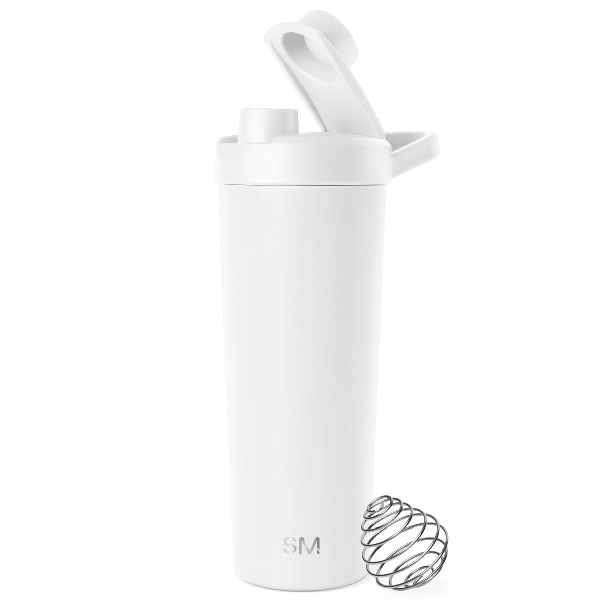 Simple Modern Rally Botella Mezcladora de Acero Inoxidable con Bola, 710 ml - 0.7 Litros - Blanco (Winter White)