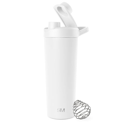 Simple Modern Rally Botella Mezcladora de Acero Inoxidable con Bola, 710 ml - 0.7 Litros - Blanco (Winter White)