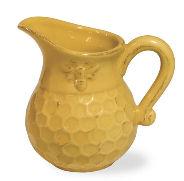 Boston International JC16113 Embossed Ceramic Cream and Sugar Set, 2-Piece, Honeycomb