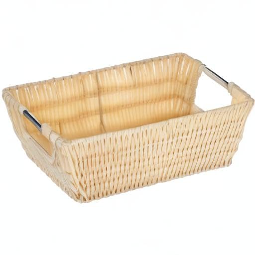 Whitmor Rattique Estante pequeño Bolsa, Latte, Latte, Pequeño, 1 | Latte, Pequeño, 1 unidad, plástico tejido, metal cromado