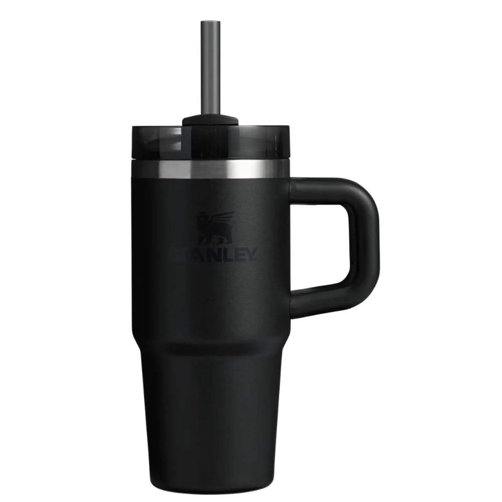 Termo Stanley Quencher Popote con Asa Black 591ml - Vaso con Aislamiento al Vacío, Tapa 3 Posiciones, Acero Inoxidable Reciclado