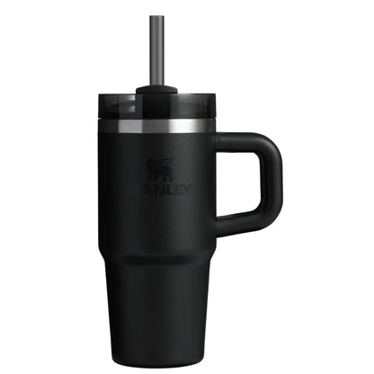 Termo Stanley Quencher Popote con Asa Black 591ml - Vaso con Aislamiento al Vacío, Tapa 3 Posiciones, Acero Inoxidable Reciclado