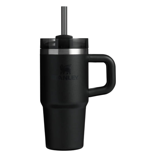 Termo Stanley Quencher Popote con Asa Black 591ml - Vaso con Aislamiento al Vacío, Tapa 3 Posiciones, Acero Inoxidable Reciclado
