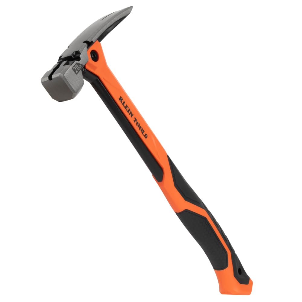 Klein Tools H81020 - Martillo de cara suave antivibración con garra recta, acero forjado de 20 onzas, iniciador de uñas magnético y cara cuadrada extragrande - 20 oz - Antivibración