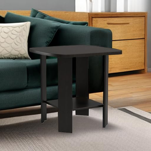 Furinno Mesa Auxiliar de Diseño Simple de 2 Niveles con Bordes Suaves, Espresso, Set de 2