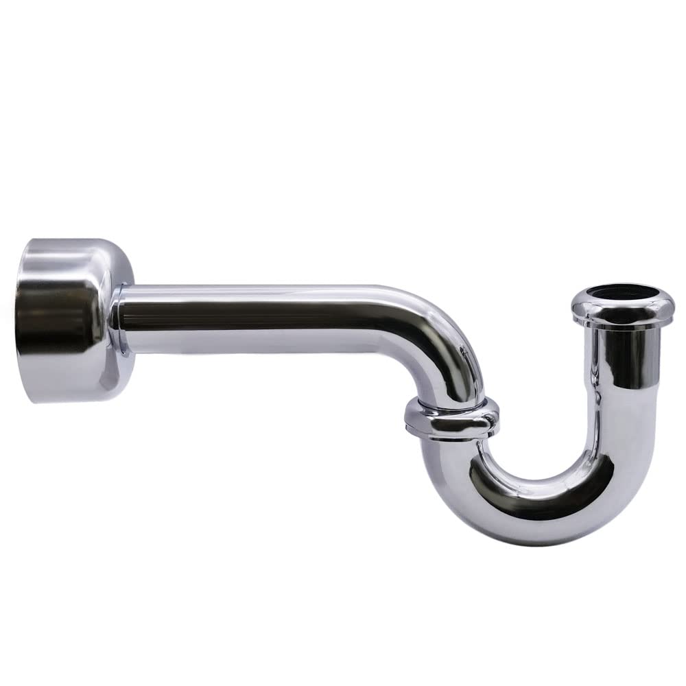 Westbrass A400-1-26 - Trampa en P de calibre 17 de 1-1/2 pulgadas OD con brida de caja alta, cromo pulido