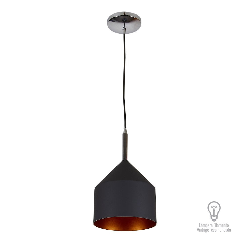 Tecnolite Lámpara Colgante, Luz Colgante de Techo Moderna, Base E27, Color Negro, 100 - 240 V,