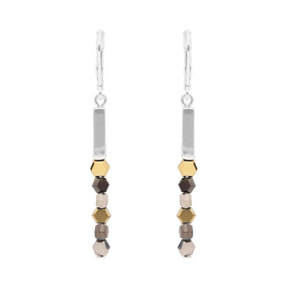 Nine West Aretes Bitono Discos y Círculos | Pequeño, diseño largo, acabado brillante, 6 cm ancho x alto, pouch incluido