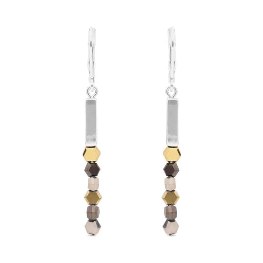 Nine West Aretes Bitono Discos y Círculos | Pequeño, diseño largo, acabado brillante, 6 cm ancho x alto, pouch incluido
