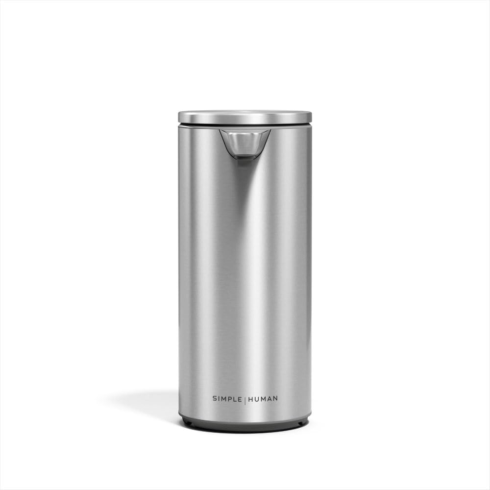 simplehuman Sensor Pump, Dispensador de Jabon Automático Sin Contacto para Cocina, Baño, Dosificación Variable, Válvula Antigoteo IP67, Acero Inoxidable Cepillado, 266 ml - 266 ml - Pro - Cepillado