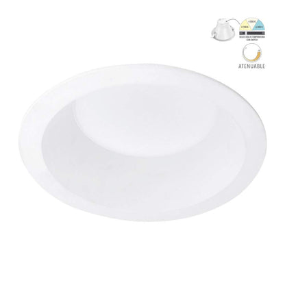 Tecnolite - Lámpara Downlight LED Empotrable 16 W, Luz Blanca Configurable, Atenuable, LED integrado