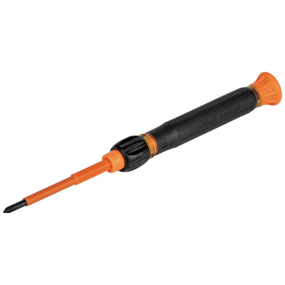 Klein Tools 32581INS Destornillador de precisión, destornillador aislado 2 en 1 con número 0 Phillips y puntas ranuradas de 1/8 pulgadas