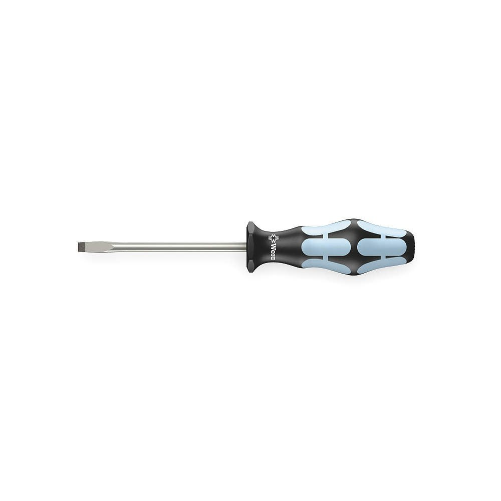 Wera 05032005001 Kraftform - Destornillador ranurado de acero inoxidable 3334, punta láser, cabeza de 6,5 mm, longitud de hoja de 6 pulgadas, color negro