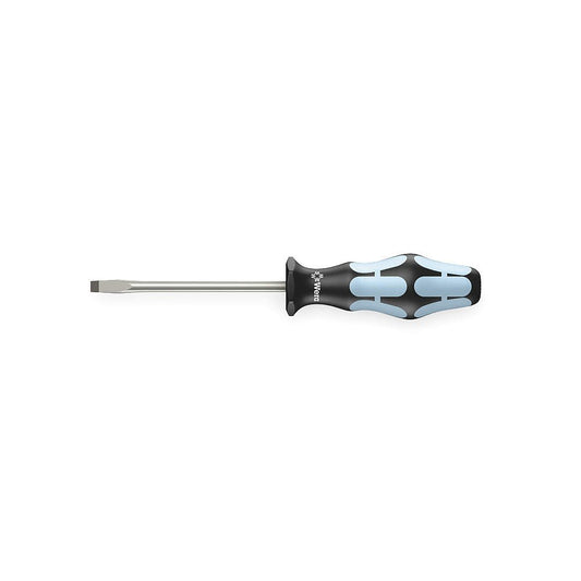 Wera 05032005001 Kraftform - Destornillador ranurado de acero inoxidable 3334, punta láser, cabeza de 6,5 mm, longitud de hoja de 6 pulgadas, color negro